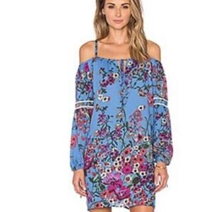 WAYF Cold Shoulder Dress in Blue Botanical Size‎ XS